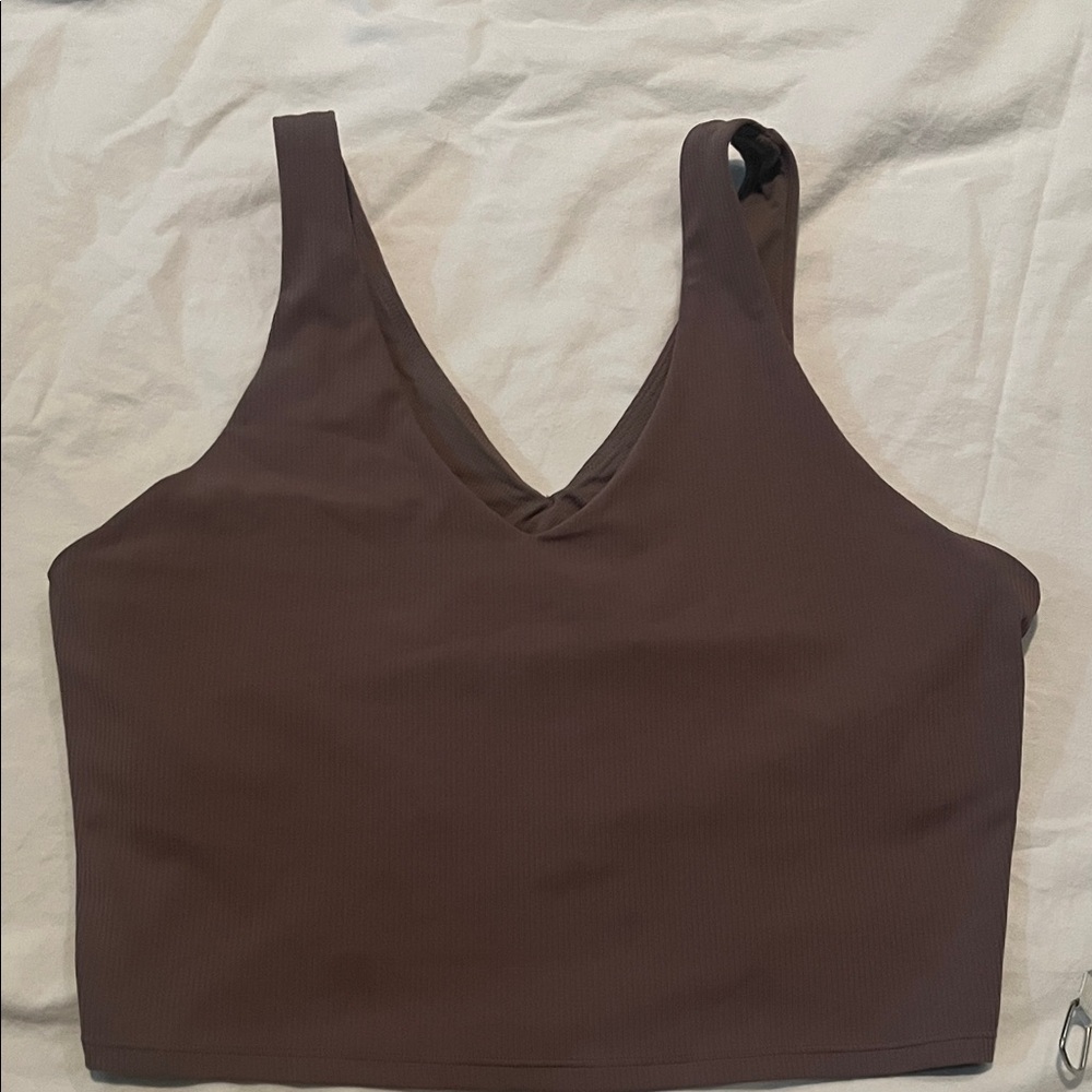 JoyLab Ribbed LonglineSports Bra in Light Brown